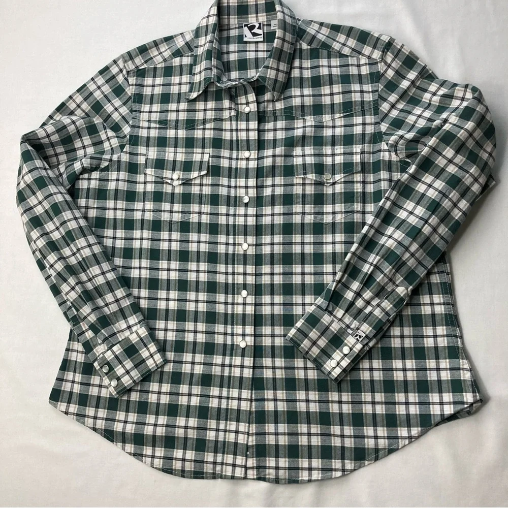 Vintage Rockies Forest Green Plaid Pearl Snap Western Shirt XL - Picture 9 of 14